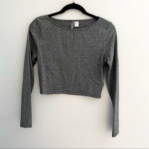 Cropped Grey Long Sleeve Top, Medium